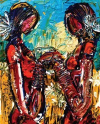 Shazly Khan, Best friends forever, 24 x 30 Inch, Acrylic on Canva, Figurative Painting, AC-SZK-017